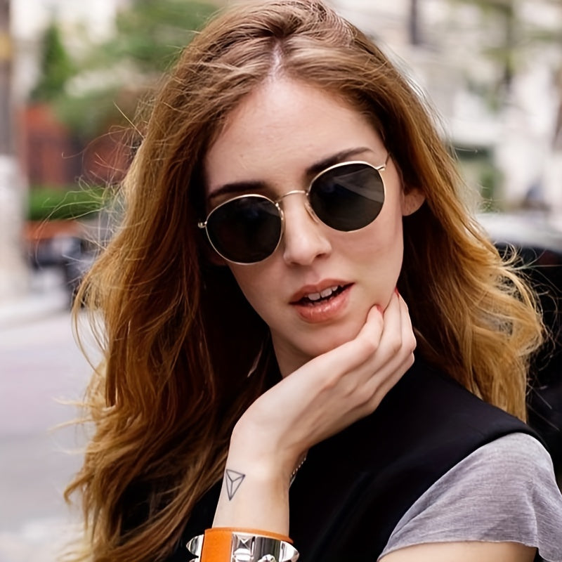 Vintage Oversized Round Sunglasses Women Sun Protection