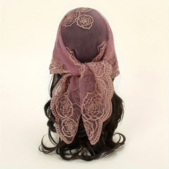 Embroidered Headscarf Thin Sunscreen Square Scarf