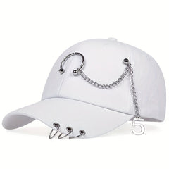 Summer Punk Chain Iron Ring Duck Cap Street Baseball Cap Sunshade Hip hop Cap