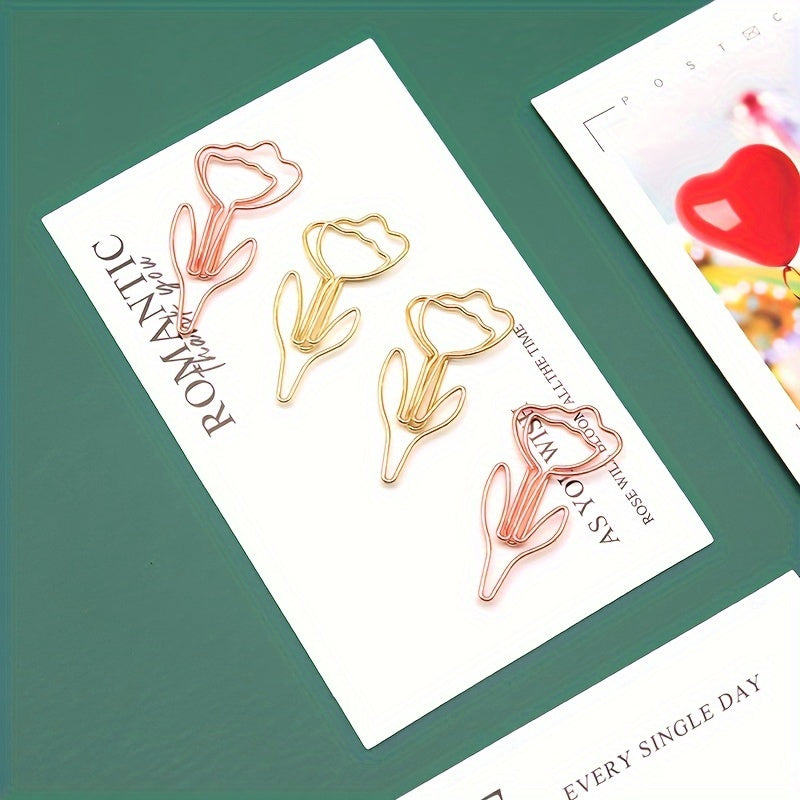 100pcs Flower Paper Clip Special Shaped Creative Pin Cartoon Paper Clip