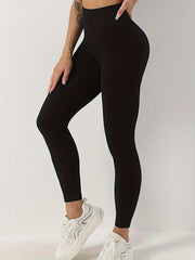 Seamless Rib Knit Yoga Pants High Waist Slim Fit Workout Activewear