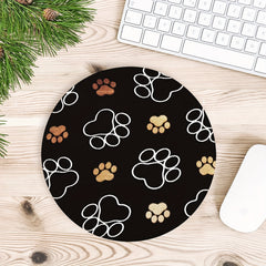 Animal Footprints Mouse Pad for Women Round Non-slip Rubber Mat