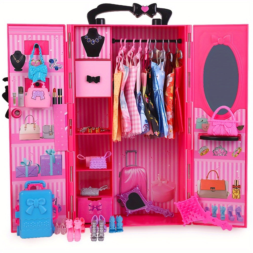 Dollhouse Doll Furniture Plastic Wardrobe Closet DIY Gift For Children P