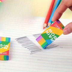 Rainbow Erasers with Handle Heavy Duty No Residue Eraser for Drawing Coloring