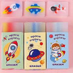 6pcs Outer Space Erasers - Party Favors Classroom Prizes Easter Egg Stuffers