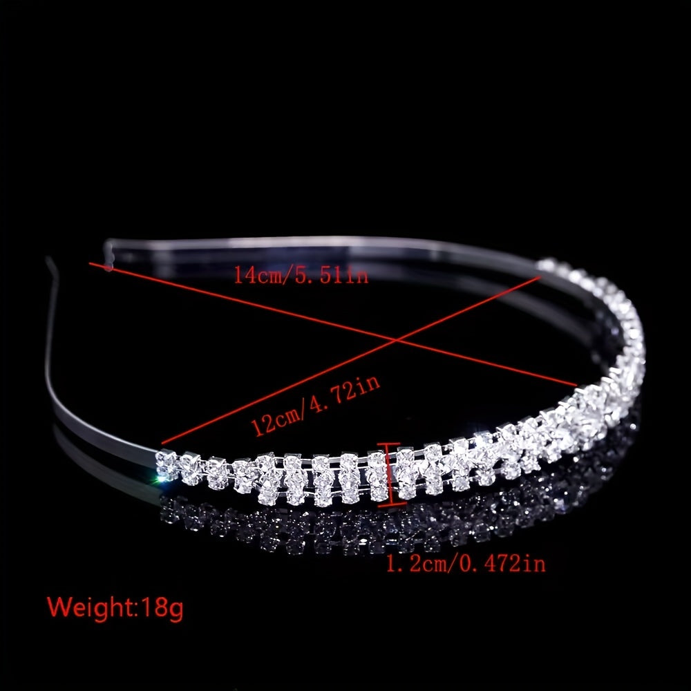Rhinestone Headband Queen Double Layer Crown Layer Tiara Head Jewelry