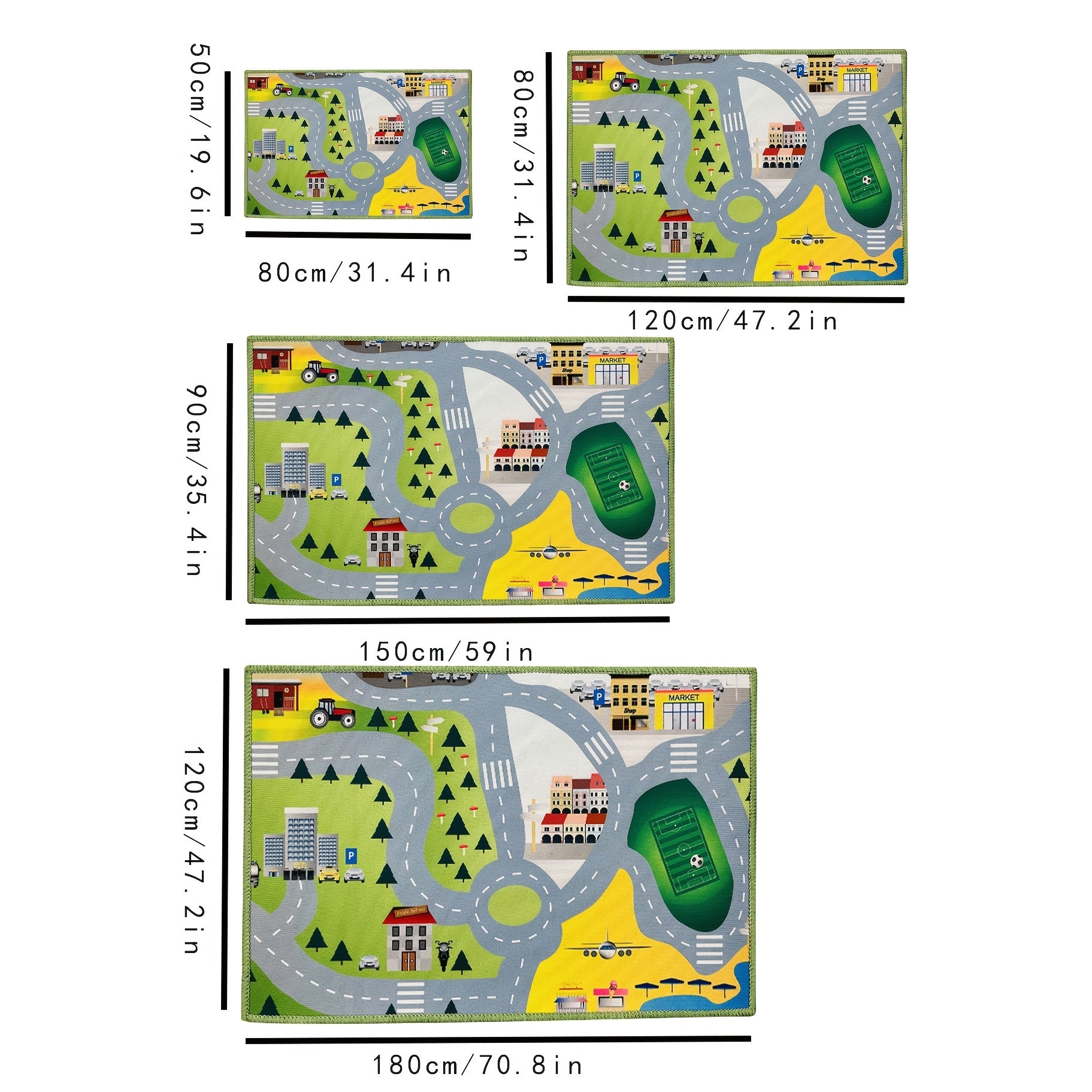 City Street Map Kids' Rug With Roads Kids Rug Play Mat For Boy Girl Nursery