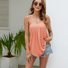 Pleated Spaghetti Strap Top Sleeveless Cami