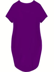 Plus Size Colorful Lip Print Short Sleeve Round Neck Dress