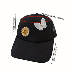 Butterfly Flower Patch Baseball Cap Adjustable Sun Hat