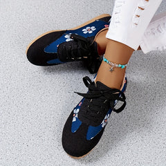 Women's Floral Pattern Lace Up Sneakers Lightweight Walking Shoes