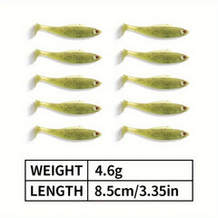 100pcs Bionic Soft Fishing Bait Trout Bass Paddle Tail Twister Tail Soft
