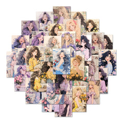 63pcs Flower Girl Cartoon Graffiti Stickers for Car Luggage Notebook Cup