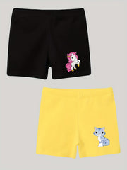 2pcs Toddler Girls Unicorn Cat Graphic Cotton Shorts