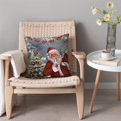 Christmas Tree Santa Claus Print Pillow Cover for Home Decor