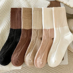Colorblock Textured Mid Tube Socks Women's Stockings