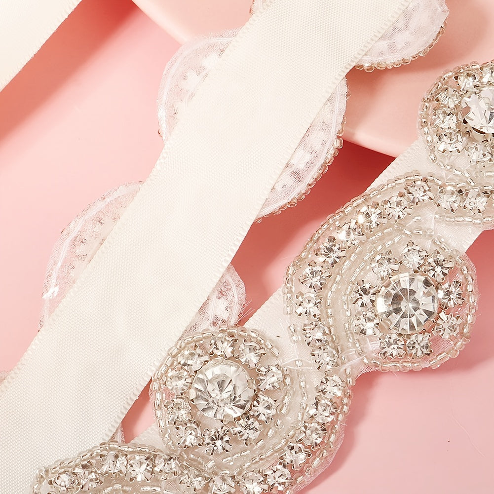 Rhinestone Bridal Belt Wedding Dress Waist Chain Sash Silvery Belt Handcrafted