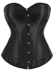 Corset Satin Lace Up Boned Overbust Tummy Control Body Shaper Bustier