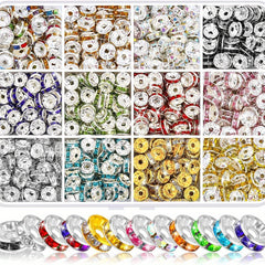 8mm Rhinestone Spacer Beads for Jewelry Making - 720pcs, 12 Colors