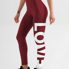 Letter Graphic Yoga Leggings High Waist Workout Running Sports Tight Pants