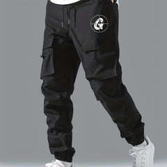 G Print Cargo Pants Men's Flap Pocket Trousers Loose Casual Outdoor Pants