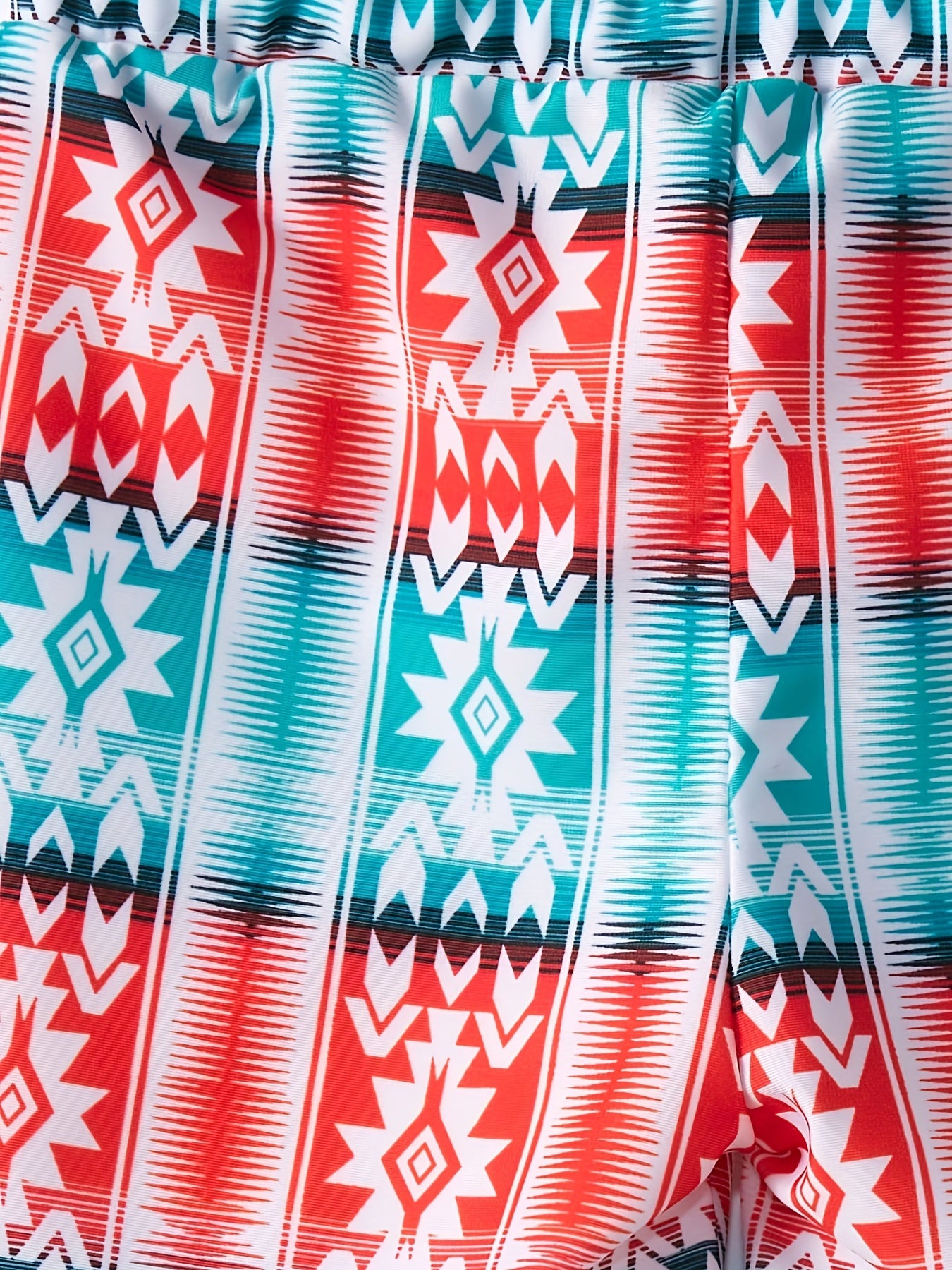 Boys Swim Trunks Vertical Stripe Print Elastic Waist Beach Pants