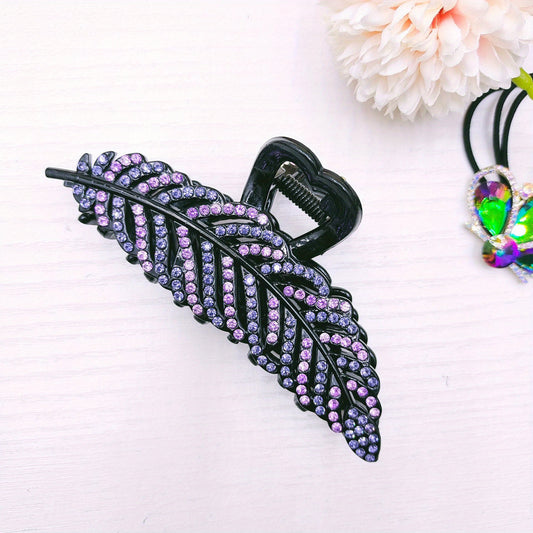 Tree Leaves Rhinestone Hair Claw Non Slip Barrettes