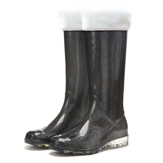 Winter Warm High Tube Women's Rain Boots Waterproof