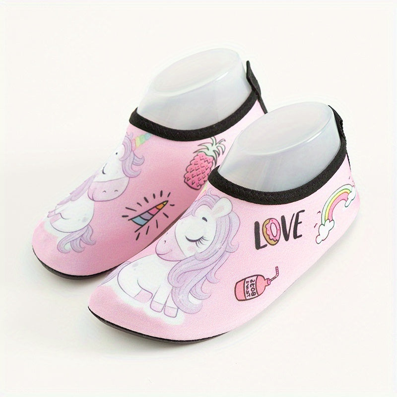 Girl's Cartoon Pony Water Shoes Quick Dry Non Slip Soft Beach Aqua Socks