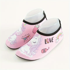 Girl's Cartoon Pony Water Shoes Quick Dry Non Slip Soft Beach Aqua Socks