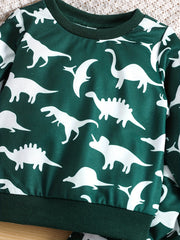 Boys Dinosaur Set Long Sleeve Pullover Top & Pants