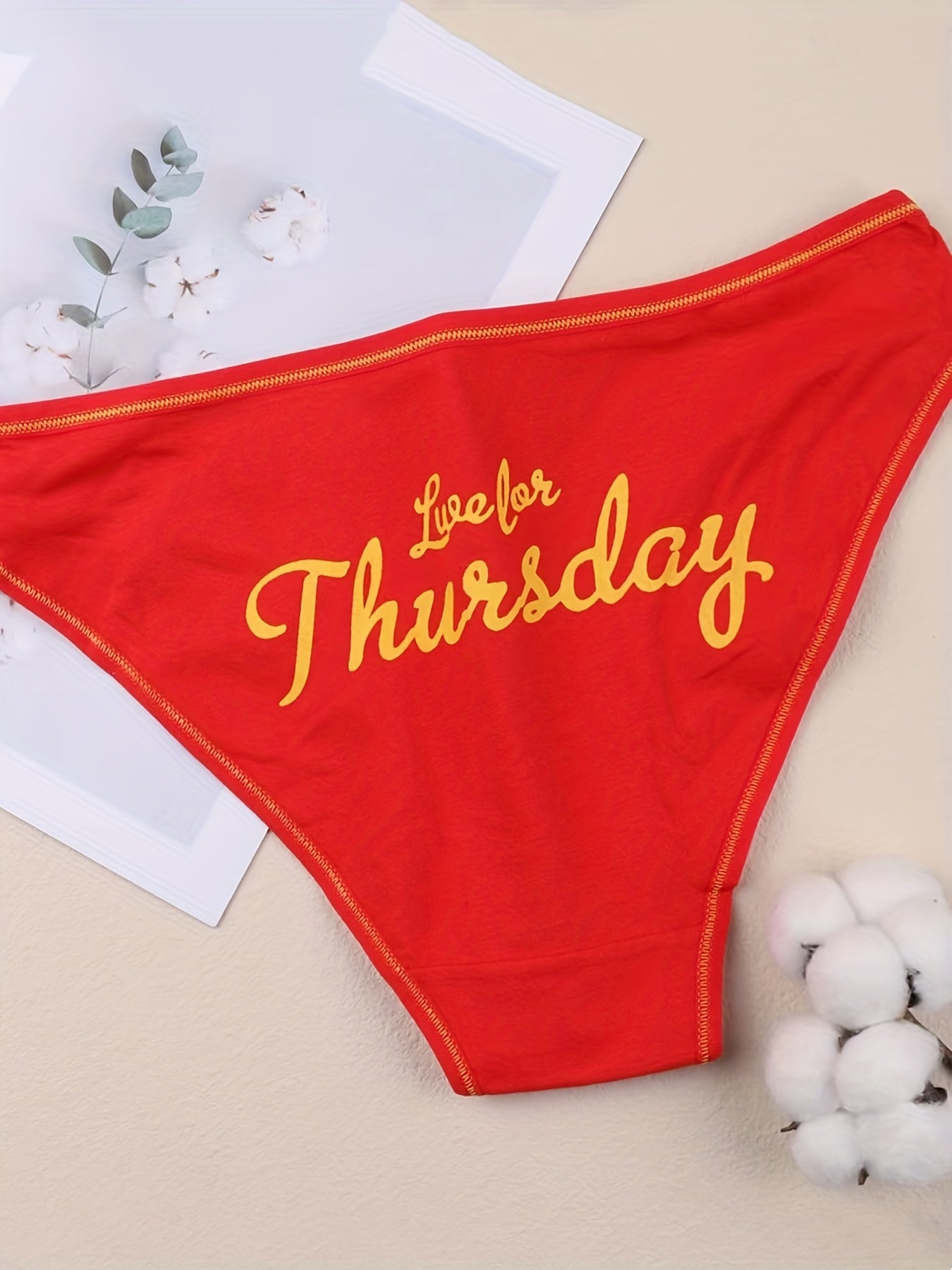 7pcs Letter Print Briefs Stretchy Intimates Panties Lingerie & Underwear