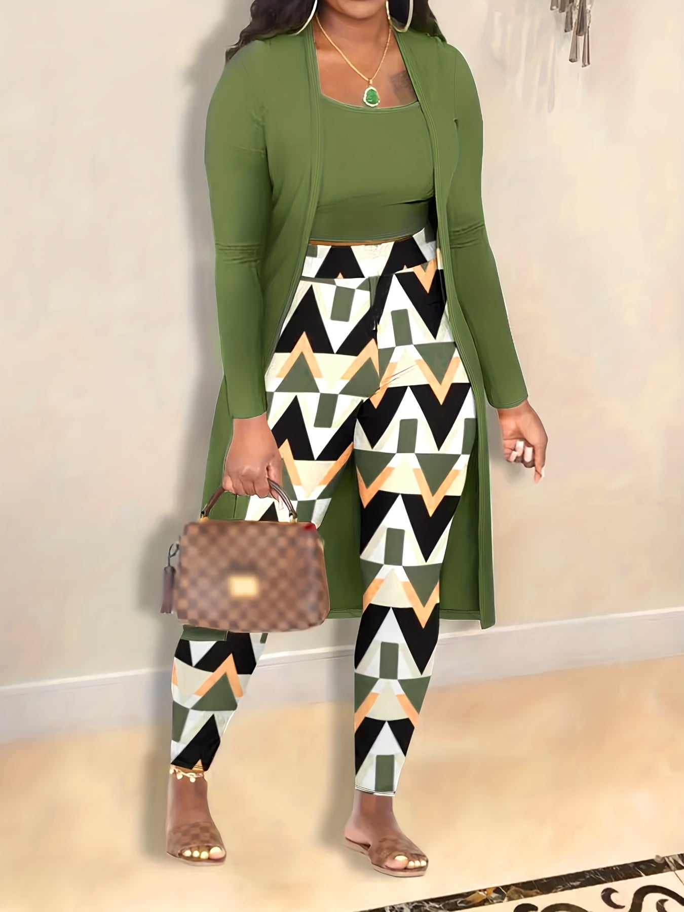 3-Piece Set: Cardigan, Tank Top & Leggings