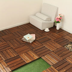 5pcs Garden Wooden Deck Tiles Interlocking Flooring Utility Life