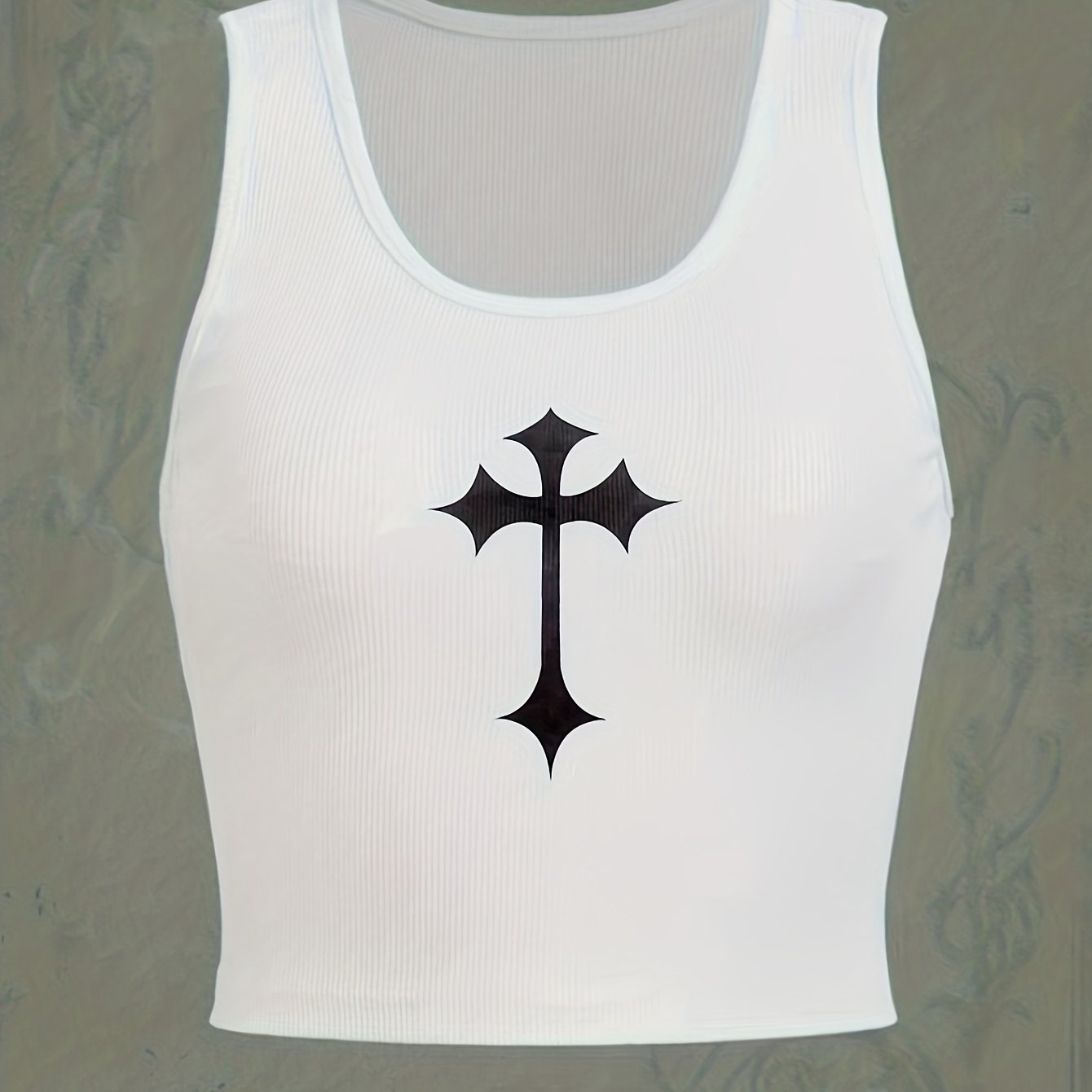 Graphic Print Crop Tank Top Women's Summer Clothing