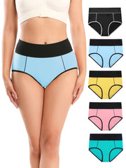 5 Pack Plus Size Sporty Panties Set High Waisted Soft
