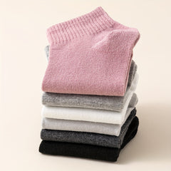 12 Pairs Solid Crew Socks Comfy & Soft All match Sports Socks Women's Stockings