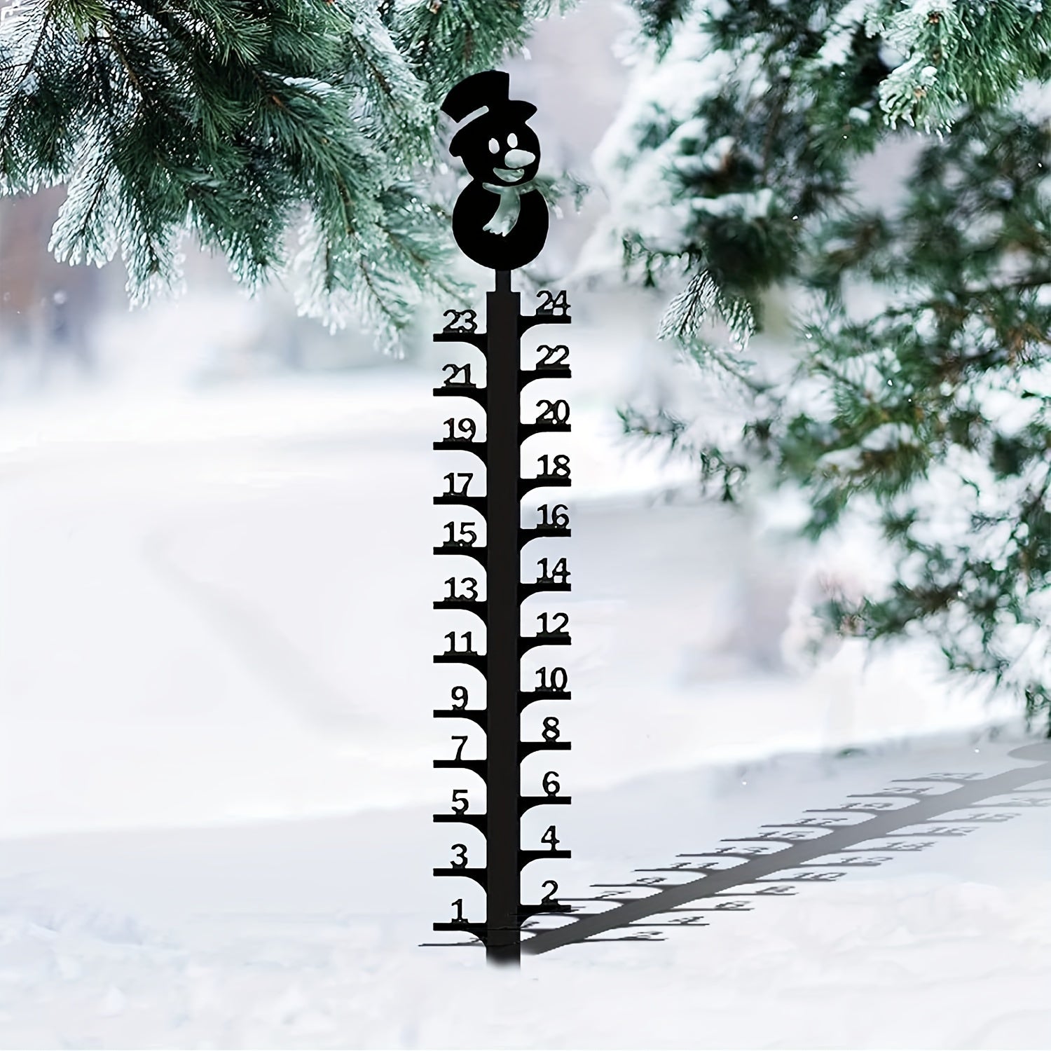 Snowman Snow Gauge Christmas Snowflake Measuring Gauge Metal Snowy Probe