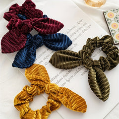 Velvet Scrunchies Women Rabbit Ear Knot Hair Tie Elastic Band