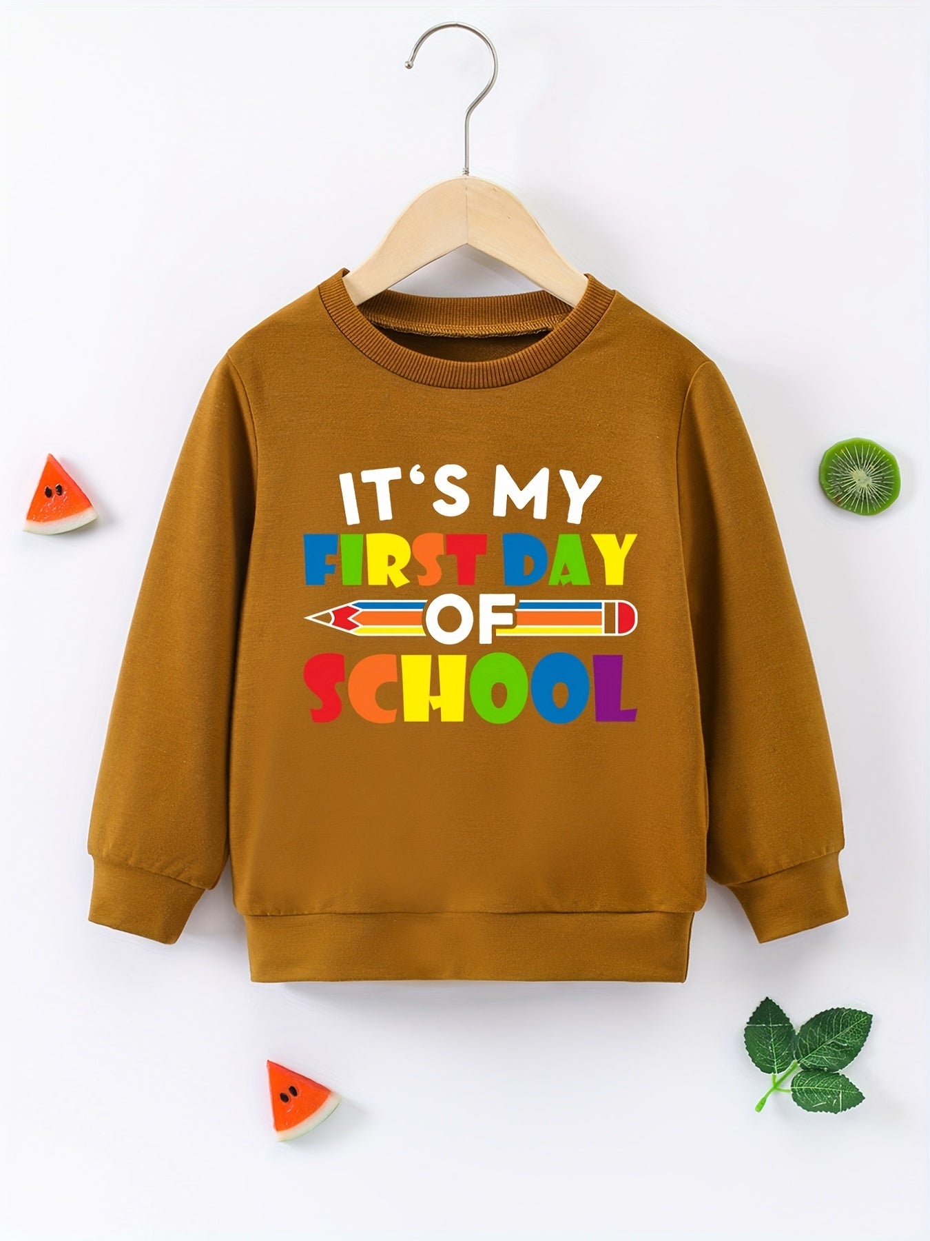 First Day of School Boys Sweatshirt Long Sleeve Crew Neck Tops
