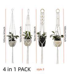 4 Pack Tassel Plant Hanging Rack with Wooden Beads