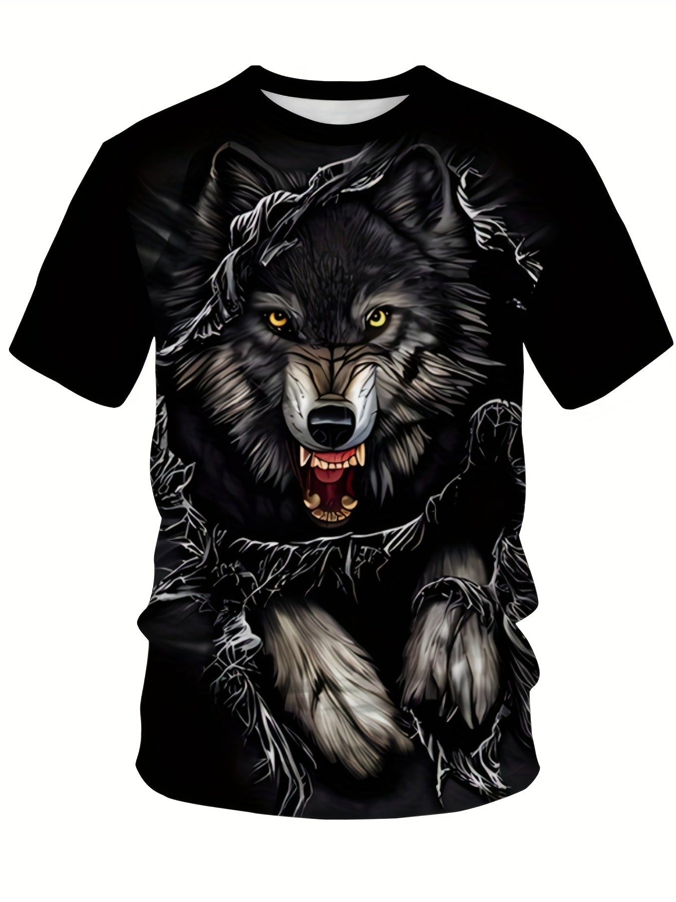 Men's 3D Wolf Print T shirt Crew Neck Tee For Summer
