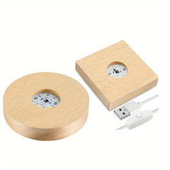 2pcs Wooden LED Display Base Stand for 3D Crystal Glass Art