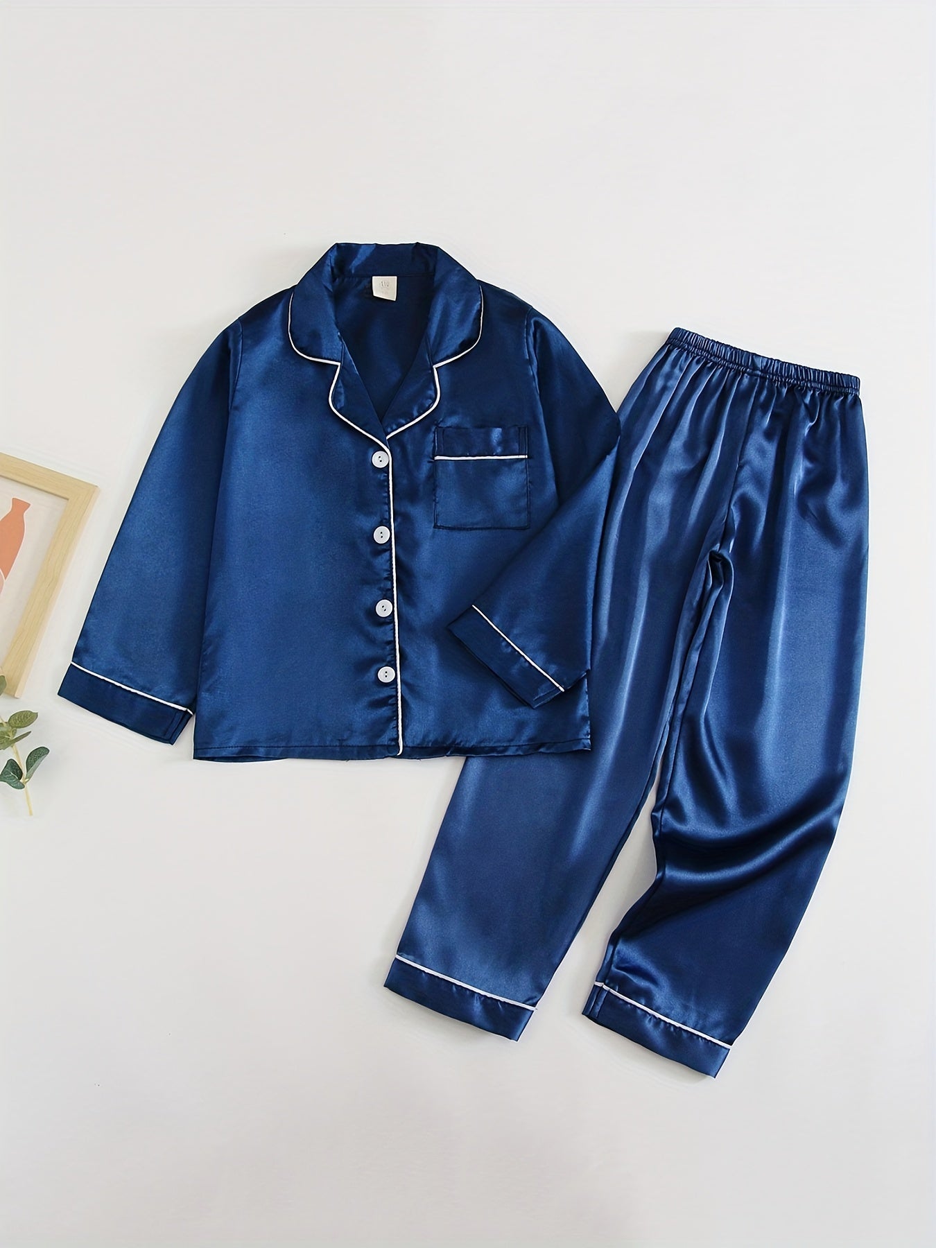 Boys 2pcs Pajamas Set Long Sleeve Button Front PJ Kids