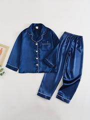 Boys 2pcs Pajamas Set Long Sleeve Button Front PJ Kids