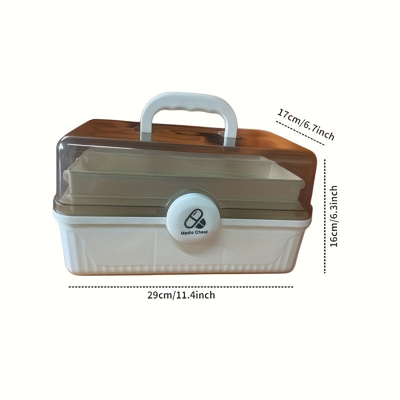 Portable 3-Layer Plastic Storage Box for First Aid & Medicine