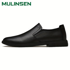 Men's No Tie Leather Slip On Shoes Smart Casual Outdoor Walking Shoes