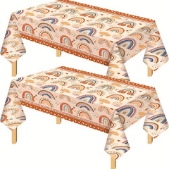 2pcs Rainbow Tablecloth Bohemian Cloud Rectangle Plastic Table Cover