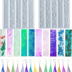 Silicone Resin Mold 2pcs Bookmark With Tassel Leaves Texture Flower