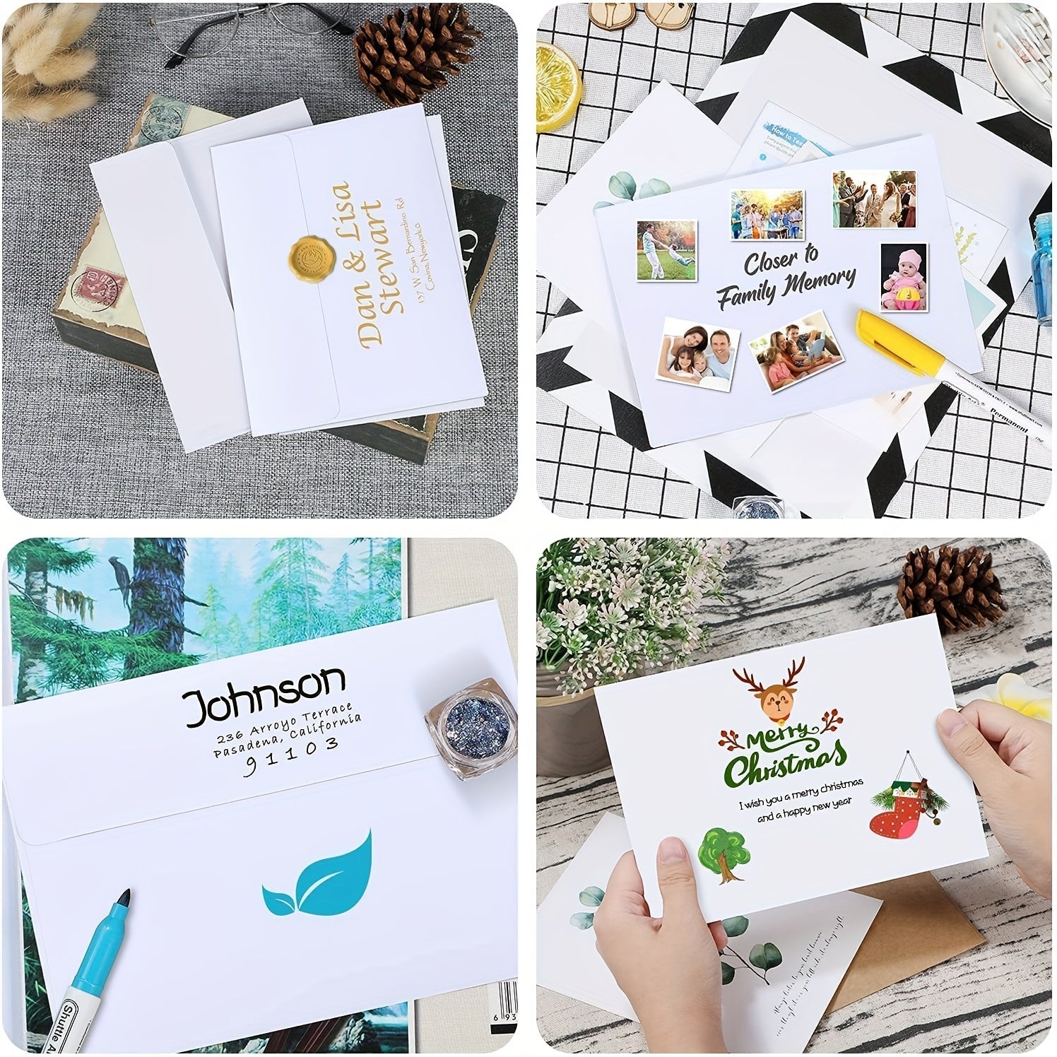 100 Packs Blank Envelopes Peel & Seal Square Flap for Invitations Greeting Cards